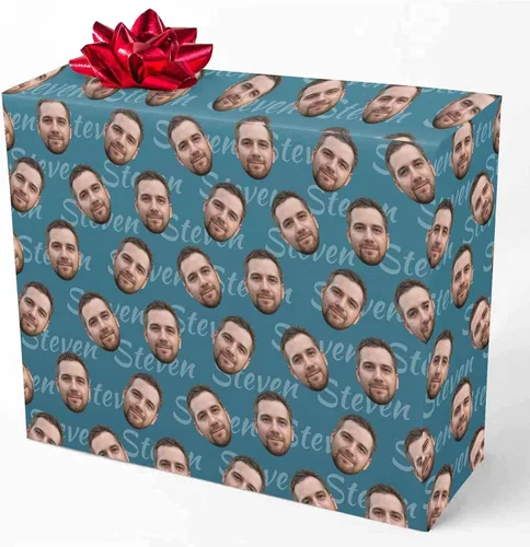 Vista 8 de M YESCUSTOM Papel de regalo con fotos personalizadas, papel de regalo para el Día de la Madre, Día del Padre, cumpleaños, Navidad