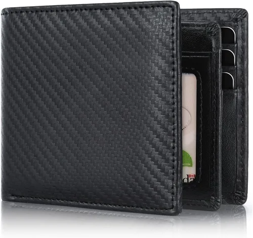 Vista 9 de Swallowmall Cartera de cuero con bloqueo RFID para hombre, cartera plegable para hombre con 1 ventana de identificación y 13 ranuras para tarjetas