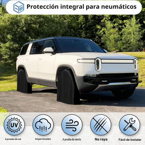 Vista 3 de OutdoorLines - Juego de 4 fundas impermeables para neumáticos al aire libre - Funda para rueda de remolque a prueba de UV, protector de neumáticos a