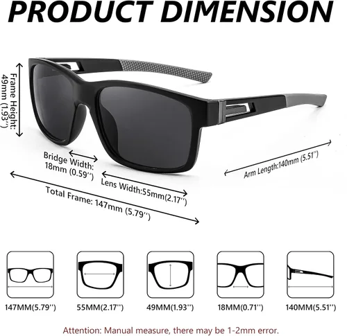 Vista 6 de FEISEDY Gafas de sol polarizadas para hombres y mujeres, para conducir, ciclismo, correr, golf, deportes, gafas ligeras, TR90, marco B2915