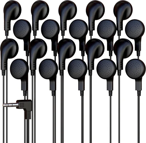 Vista 8 de Paquete de 5 auriculares con cable a granel, auriculares intrauditivos con conector de 0.138 in, cable libre de enredos de 4 pies, ajuste cómodo