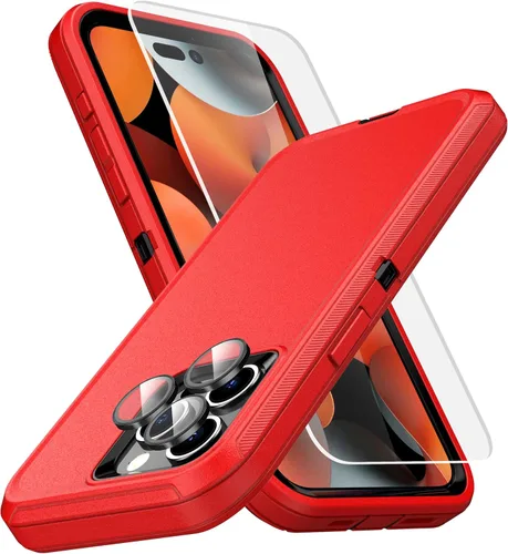 Vista 12 de MXX Funda de Alta Resistencia para iPhone 15 con Pantalla de Vidrio Templado, Protector de Lente de Cámara de 3 Capas, Protección Completa