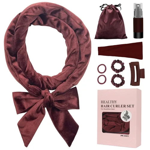 Vista 8 de ZILAMPU Diadema de Varilla Rizadora Sin Calor, Envoltorio de Rodillo de Rizos de Cabello de Terciopelo Nocturno para Mujeres con Cabello Largo Negro