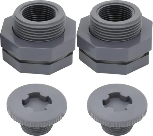 Vista 3 de Conector de tanque de agua de PVC de 1/2 pulgada, paquete de 2 Adaptador de montaje con enchufes, para barriles de lluvia, para acuarios