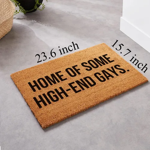 Vista 3 de Divertido tapete de fibra de coco – Welcome Home of Some High-End Gays – Parte trasera de PVC resistente antideslizante – 23.6 x 15.7 pulgadas