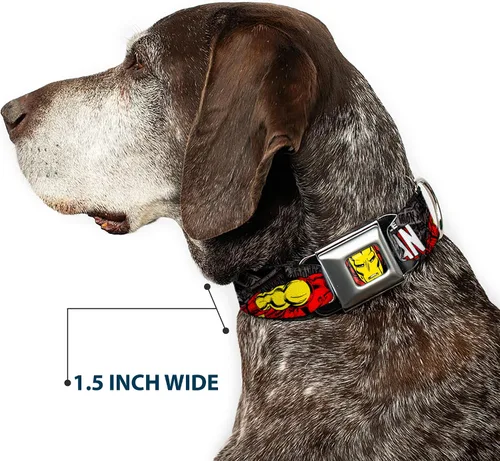 Vista 7 de buckle-down 9 – 15" "ima-iron Hombre Face Rojo/Amarillo" Perro Collar