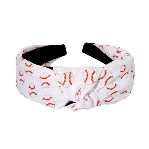 Vista 7 de ZITULRY Diademas anudadas para mujer, baloncesto, fútbol, béisbol, estampadas, banda ancha con nudo superior, diadema deportiva, fiesta