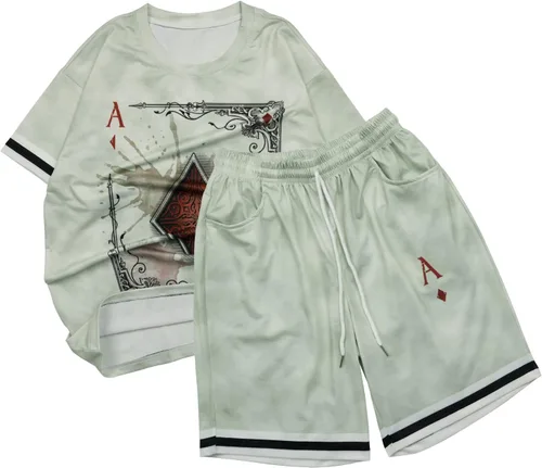 Vista 3 de Conjunto deportivo de verano para hombre, conjunto de 2 piezas, camiseta de manga corta y pantalones cortos, elegante conjunto deportivo casual