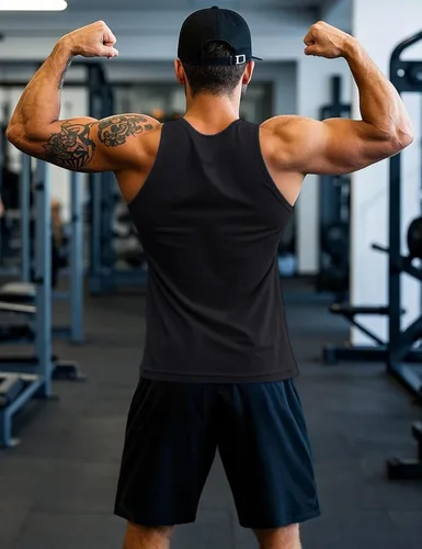 Vista 2 de MAGCOMSEN Mens Workout Tank Tops Muscle Athletic Gym Cotton Undershirt Sleeveless Shirts