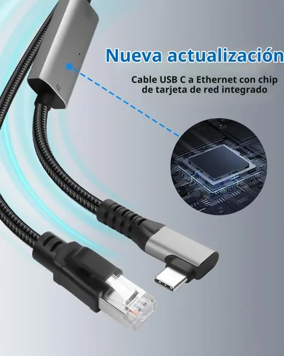 Vista 4 de CERRXIAN Cable Ethernet USB C a 2.5 Gbps de 6.5 pies, LAN Gigabit RJ45 a adaptador USB C de ángulo recto de 90 grados, convertidor de cable de red