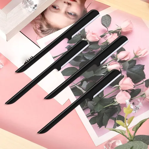 Vista 6 de 10 piezas de maquinilla de afeitar de cejas para mujer, afeitadora facial, moldeador de cejas, herramienta de modelado con cubierta (negro)