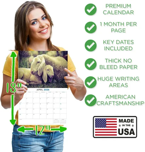 Vista 564 de Calendario de grises africanos 2025 2026 – Planificador mensual de pared de aves africanas – 12 x 18 pulgadas (abierto), calendario de pared