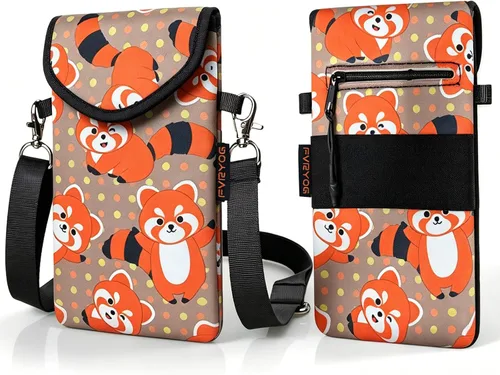 Vista 45 de Funda de neopreno para teléfono con correa cruzada y correa elástica Bear Woodland