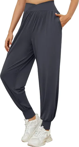 Vista 2 de Bloggerlove Pantalones deportivos de yoga cómodos para mujer, pantalones holgados de harén hippie, cómodos pantalones de pierna ancha con bolsillos