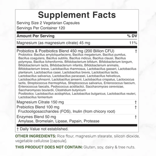 Vista 2 de DEAL SUPPLEMENT Probióticos para mujeres y hombres, 200 mil millones de UFC por porción, 240 cápsulas vegetarianas, suministro para 4 meses 40