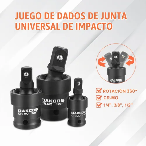 Vista 5 de DAKCOS Juego de adaptadores de enchufe de impacto de 17 piezas, unidad de 1