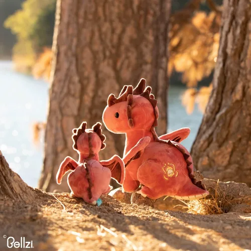 Vista 5 de Bellzi Dragón de fuego – Lindo juguete de peluche de 7 pulgadas – Adorable juguete de dragón suave y regalos – Regalo perfecto para niños, bebés