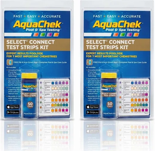 Vista 6 de AquaChek Select Connect - Kit completo de tiras reactivas de 7 vías para piscina y spa, tiras de prueba de piscina para pH, cloro total, cloro