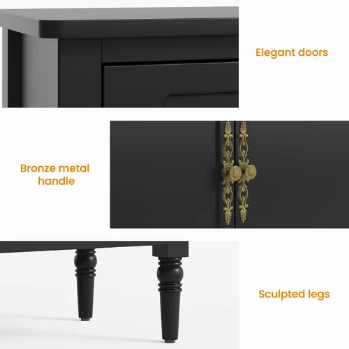 Vista 5 de RoyalCraft Armario buffet con almacenamiento, aparador moderno de mediados de siglo con 3 puertas, mesa de café pintada con estantes ajustables