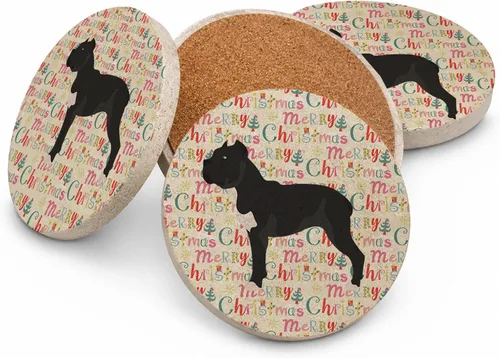 Vista 39 de AIDI Atlas Mountain Dog Merry Christmas - Posavasos grandes de piedra arenisca, paquete de 4