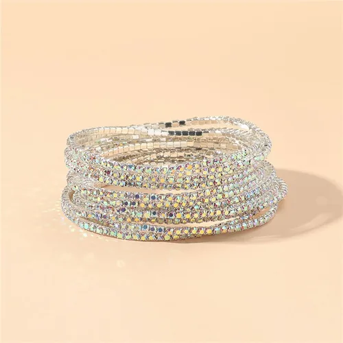 Vista 3 de Long tiantian 9 Pcs Tennis Bracelets for Women Teen Girl Gifts Trendy Stuff 9K Gold Plated Cubic Zirconia Classic Gold Bracelets for Women Fashion