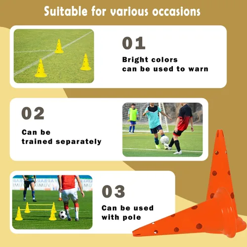 Vista 4 de TNZMART Conos de entrenamiento de fútbol, conos de tráfico de plástico, para entrenamiento deportivo, agilidad, marcador de conos