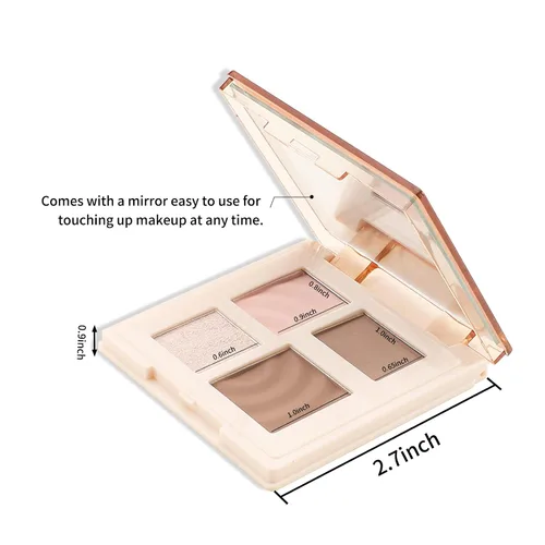 Vista 2 de Boobeen Paleta de maquillaje de contorno de iluminador, paleta de bronceador mate, contorno de cara, iluminar, paleta de maquillaje en polvo, brillo