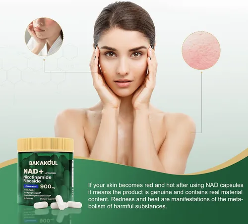 Vista 6 de BAKAKOUL Suplemento NAD – Ribosida de nicotinamida liposomal, resveratrol, quercetina, NAD nicotinamida ribósido resveratrol 900 mg, suplemento NAD+