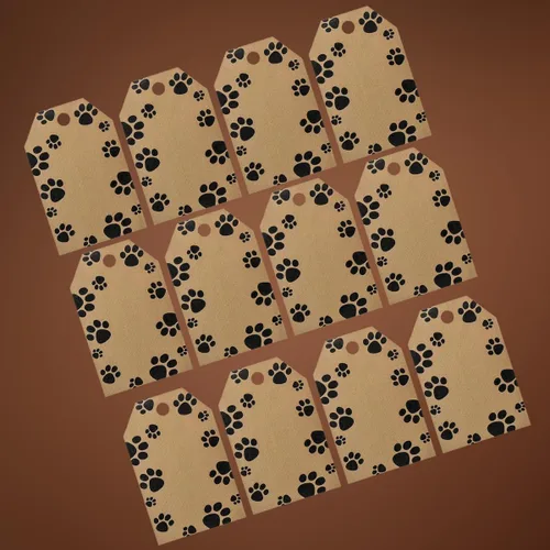 Vista 4 de Papel de regalo navideño, etiquetas de regalo de Navidad, paquete de 50 (estampado de pata de balsa)