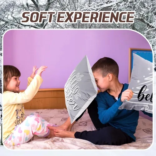 Vista 5 de Peryiter 9 fundas de almohada de invierno de 18 x 18 pulgadas, con árboles de Navidad, camión, corona, color blanco, fundas de almohada de Navidad