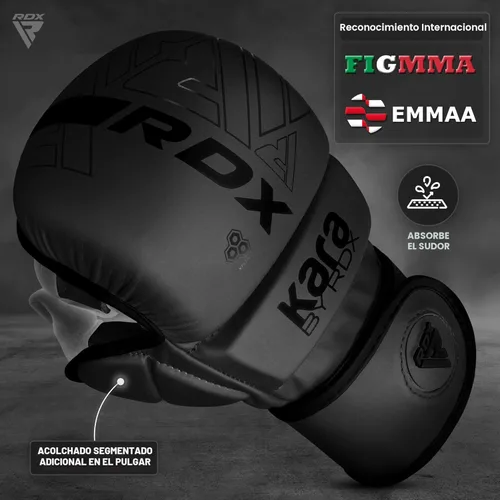 Vista 2 de Guantes RDX MMA para artes marciales, boxeo, entrenamiento de combate, guantes híbridos de palma abierta para hombres y mujeres, cuero maya hide