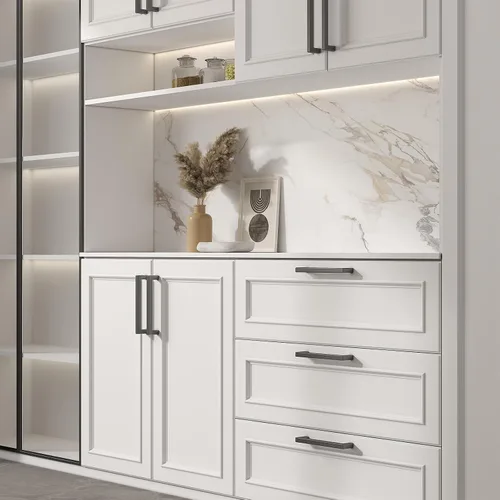 Vista 6 de Goldenwarm 1 paquete de manija cuadrada negra para cajones de gabinete de barra, de acero inoxidable, herrajes modernos para gabinetes de cocina