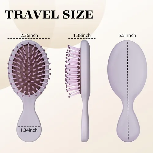 Vista 2 de Bituemly 4 mini cepillos para el pelo, cepillo desenredante de viaje para niñas, niños, mujeres, hombres, cepillo pequeño de bolsillo para cabello