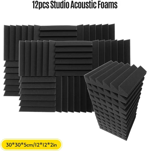 Vista 9 de 12 Pack Acoustic Foam Panels 12 x 12 x 2 Inches High Density Sound Insulation Fire Retardant for Studio KTV Home Theater