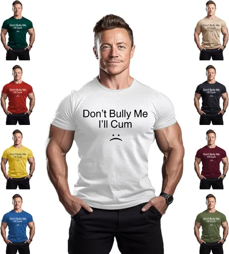 Vista 3 de ReedCA Don't Bully Me I'll Cum - Camiseta de entrenamiento atlético muscular, camiseta de gimnasio para culturismo