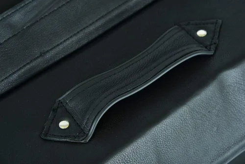 Vista 7 de Maleta impermeable de cuero genuino para motocicleta con funda para pistola en el interior marrón y negro tachuela/sin tachuelas