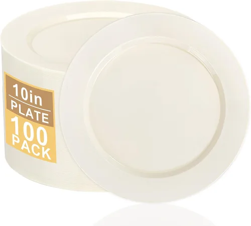 Vista 8 de I00000 60pcs 7" platos de postre de plástico de oro transparente, platos de Platos de plástico transparente con borde dorado, platos desechables