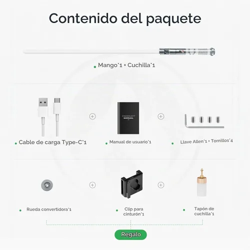 Vista 6 de CUSTOM SABER Sable de luz RGBX de balanceo suave, control de movimiento para encender/apagar la hoja, sable de luz con 16 fuentes de sonido, soporte
