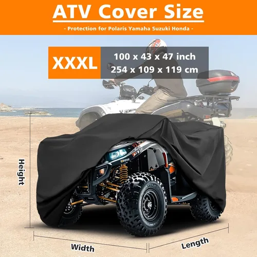 Vista 3 de COVERVIN Cubierta para ATV Impermeable de Servicio Pesado, Resistente a Todo Clima, Lluvia y Sol, Cubierta de 4 Ruedas Cubierta Quad para Honda