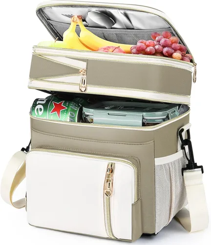 Vista 10 de Lonchera y bolsa de almuerzo para mujeres y hombres, lonchera grande aislada para adultos, a prueba de fugas, bolsa enfriadora para el trabajo