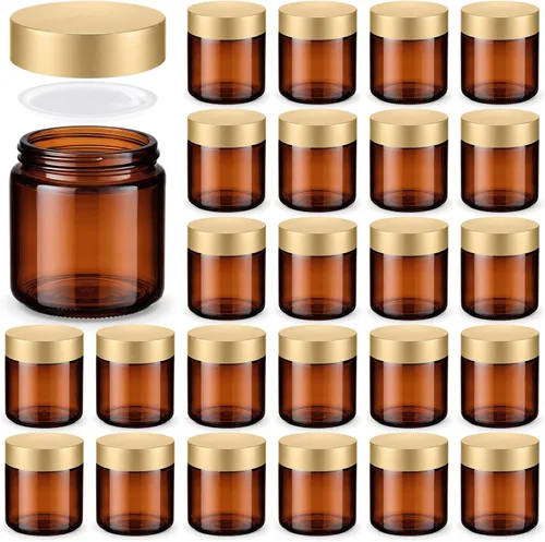Vista 28 de Norme 24 Frascos de Vidrio de 4 oz con Tapas Herméticos Redondos a Prueba de Fugas Frascos Cosméticos Vacíos con Revestimientos Internos en la Tapa