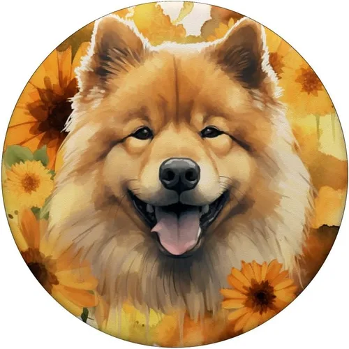 Vista 3 de Chow Chow Dog Acuarela Girasol PopSockets Estándar PopGrip