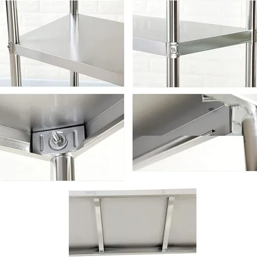 Vista 5 de Shelves Whftd Double Iayer 304 Stainless Steel Ceiling Storage Shelf, Hanging Floating Shelves, for Restaurant Bar Display Stand/Decorative Storage