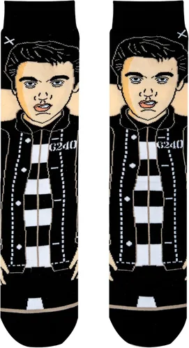 Vista 5 de Odd Sox, Elvis Presley, The King of Rock N Roll - Calcetines para hombre, divertidos regalos de coleccionista, Negro