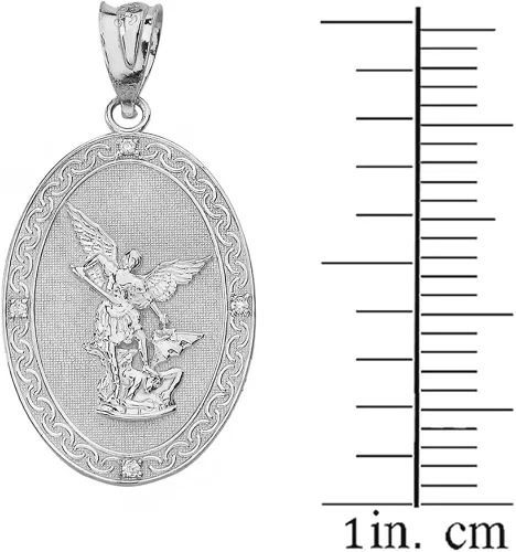 Vista 2 de Plata de ley 925Saint Michael la Medalla de Arcángel CZ Oval Colgante 1