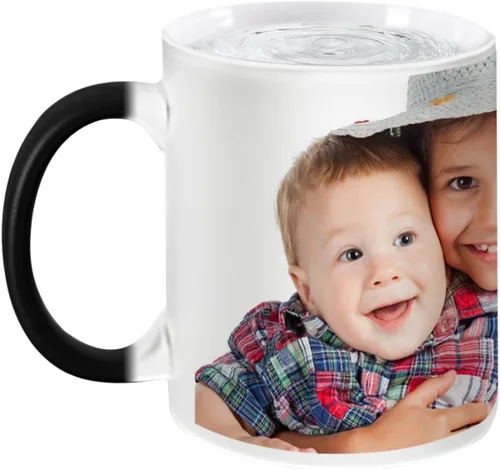 Vista 4 de Taza de café mágica personalizada con foto, estampa personalizada DIY sensible al calor, taza de cerámica para recuerdo, cumpleaños, regalo