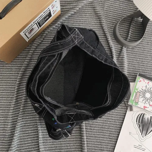 Vista 5 de Bolso de hombro de mezclilla para mujer, estilo casual, de lona, lindo bolso de viaje, bolso cruzado, bolso de gran capacidad