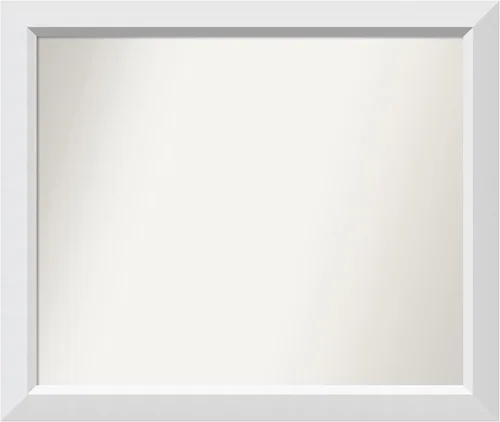 Vista 406 de Amanti Art Espejo de baño blanco para sobre el fregadero, 24 x 26 pulgadas, espejo rectangular blanco y blanco, marco de madera contemporáneo