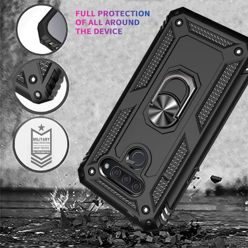 Vista 7 de Compatible con teléfono K50, [grado militar] soporte magnético de anillo de coche soporte soporte soporte protector protector (negro)