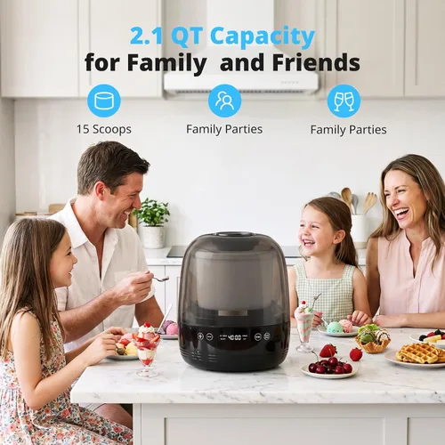 Vista 4 de AIRMSEN Máquina de helados, máquina de helado de 2.1 cuartos de galón con Negro